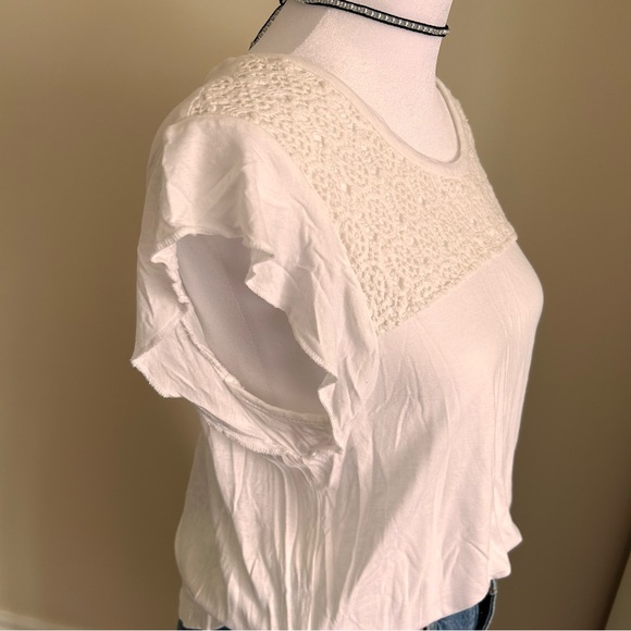 Joe Fresh short sleeve top White Lace Yoke Cap Sleeve Large - Picture 3 of 5